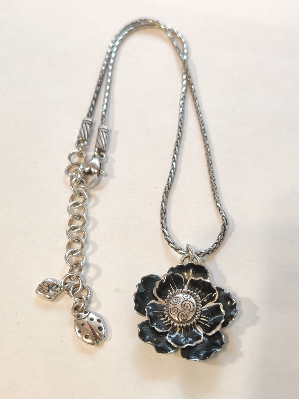 Brighton Black Enamel Flower Pendant Necklace